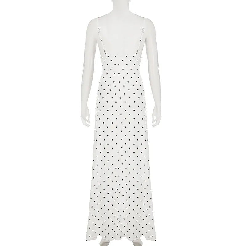 Ärmelloses langes Kleid mit Polka-Dots