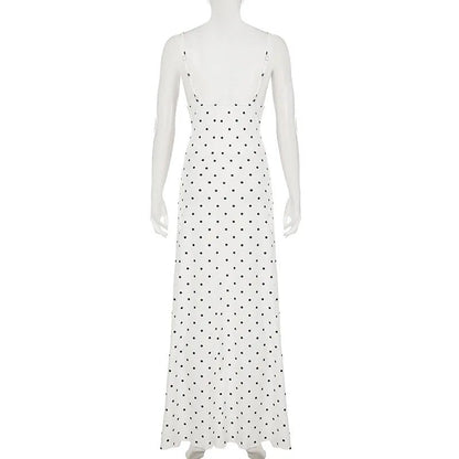 Ärmelloses langes Kleid mit Polka-Dots