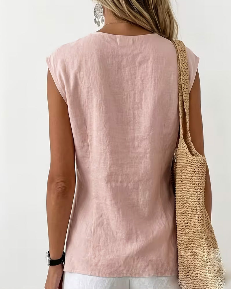 Ärmelloses Damen-Tanktop mit überkreuztem Design und unregelmäßigem Saum