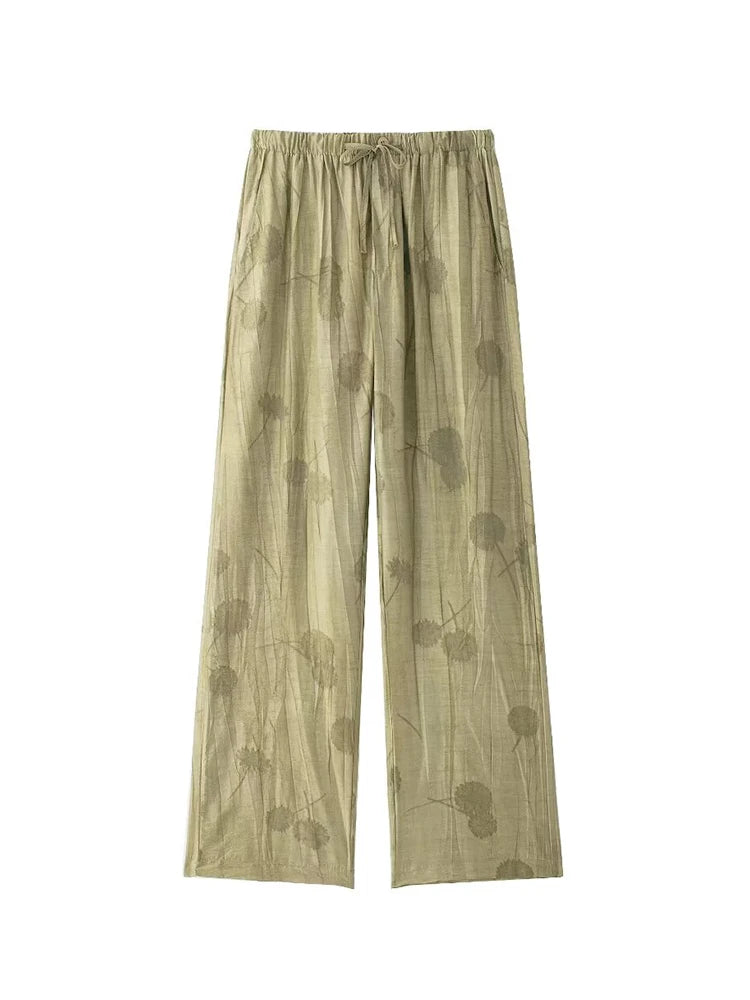 Damen Jacquard Zweiteiler Lockeres Oberteil Weite Hose