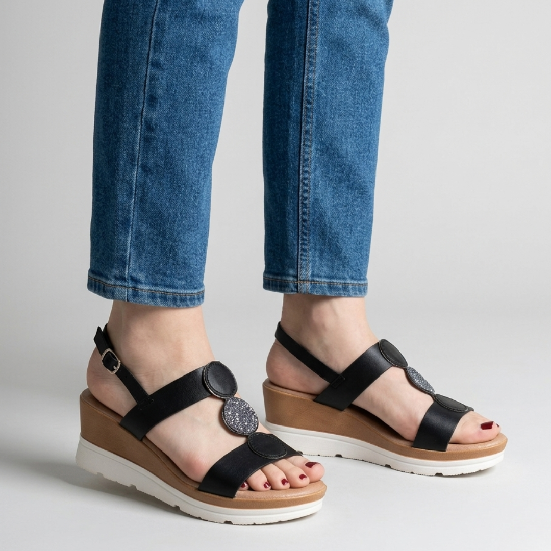 Damen Keilabsatz Komfortsandalen