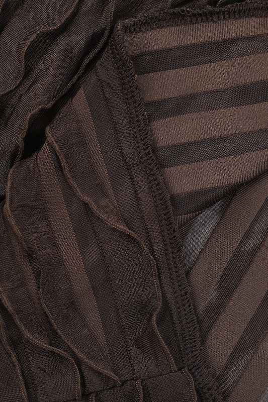 Damen Kurzbluse elegant gestylt mit transparenter Struktur und Rüschen