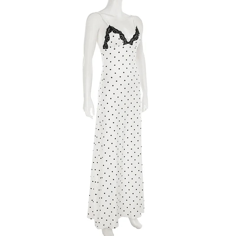 Ärmelloses langes Kleid mit Polka-Dots