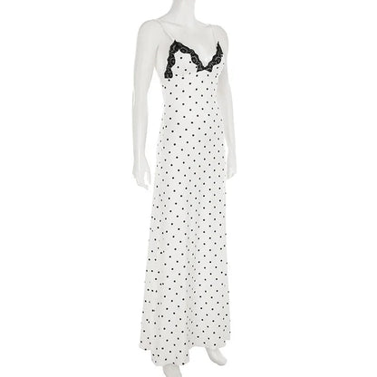Ärmelloses langes Kleid mit Polka-Dots