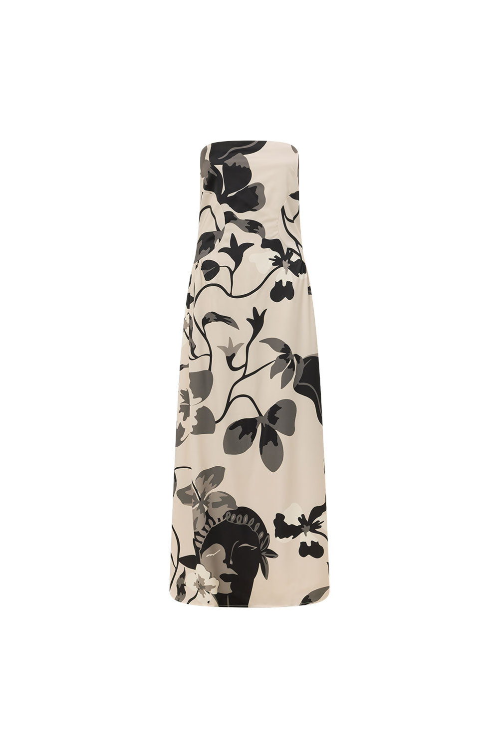 Nahaufnahme des Stoffes mit floralem Print beim Damenkleid