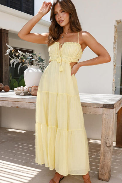 Chiffon-Baumwollmischung verstellbares Träger-Midikleid