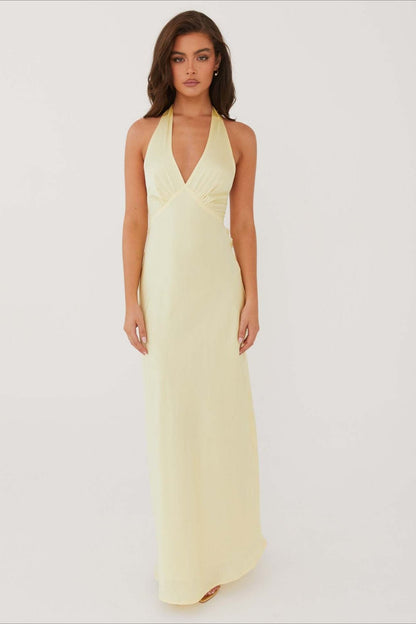 Damen Maxikleid Figurbetont Mit V Ausschnitt