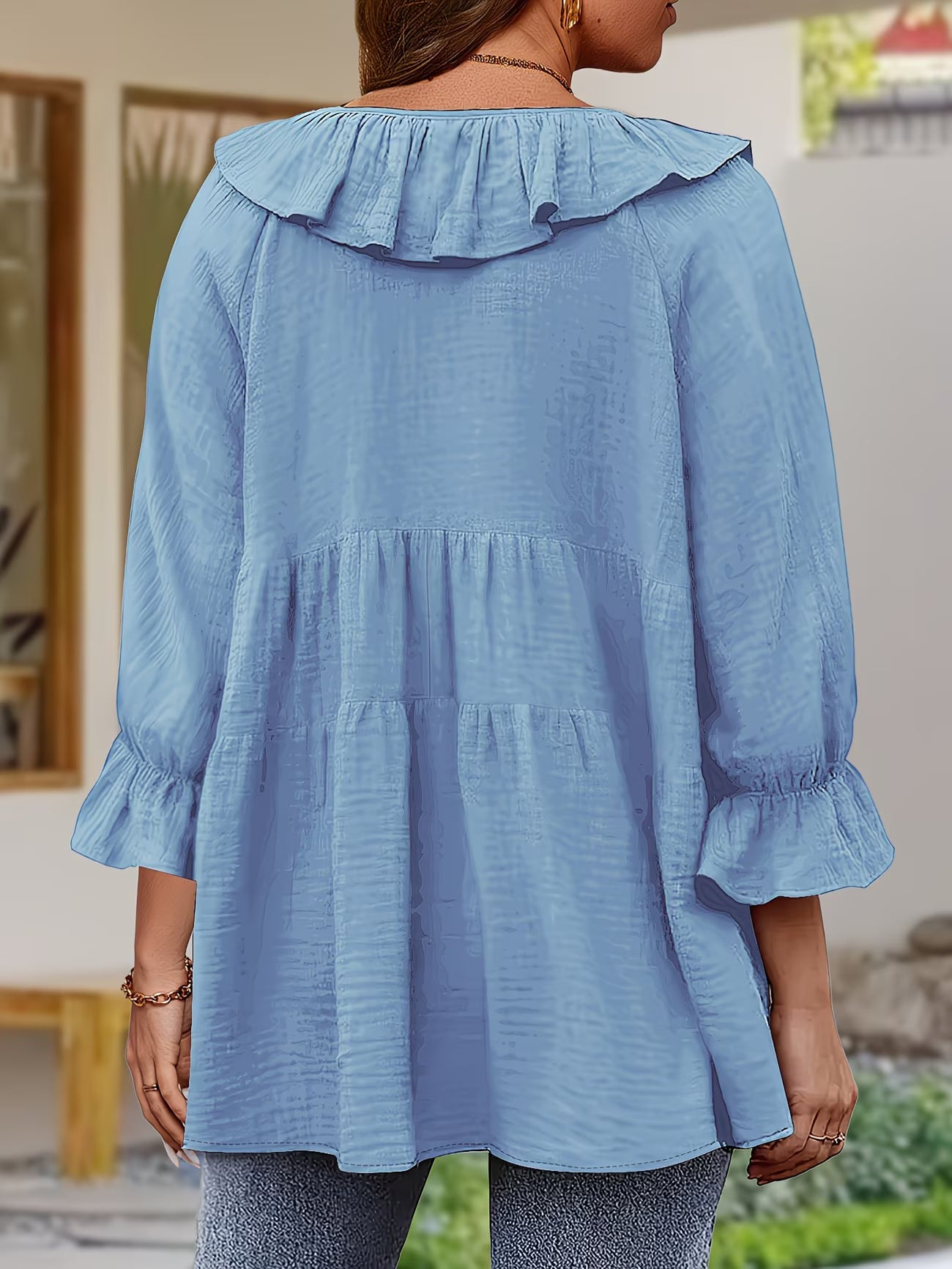 Elegante Bluse mit Rüschenkragen für Damen