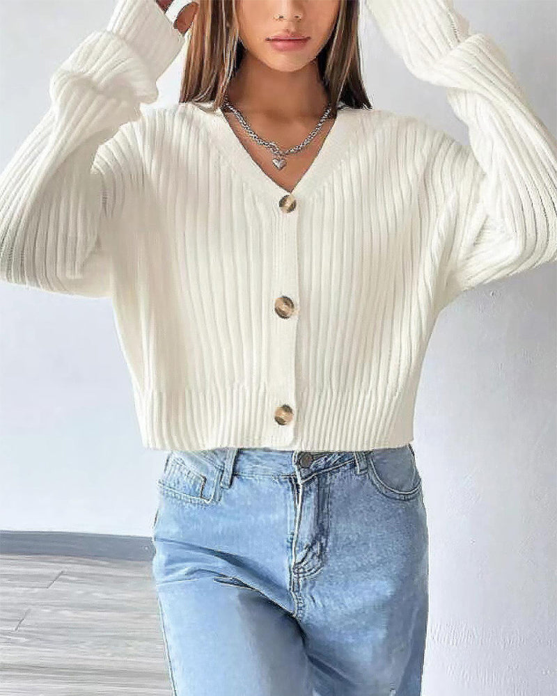 Kurzer Cardigan für Damen mit sichtbarer Strickstruktur
