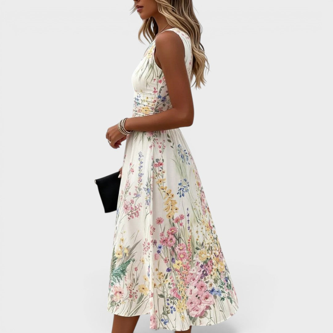 Ärmelloses Midikleid mit floralem Soft-Touch-Material