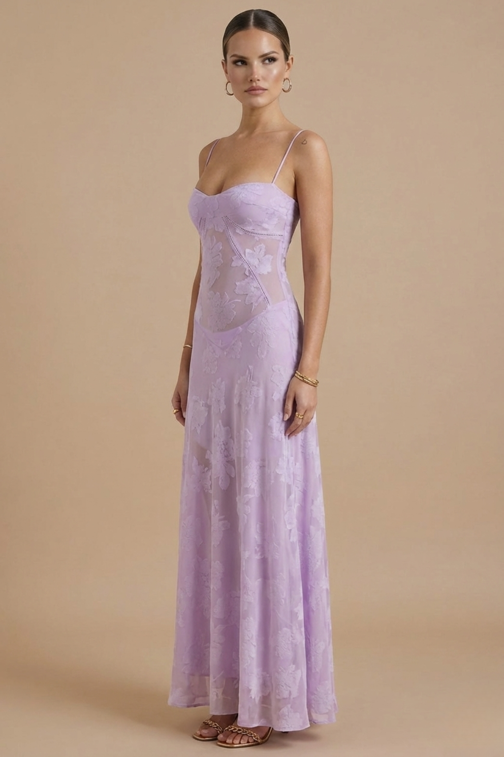 Elegantes Damen-Maxikleid mit Blumenprint und femininem Schnitt
