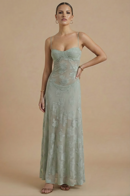 Sommerliches Maxikleid mit Blumenmuster aus der Vorderansicht