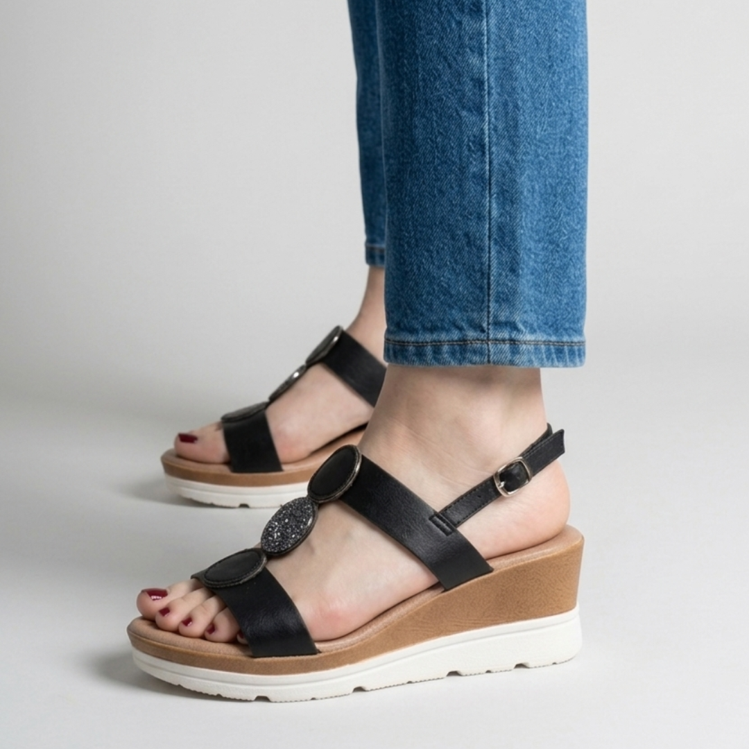 Damen Keilabsatz Komfortsandalen