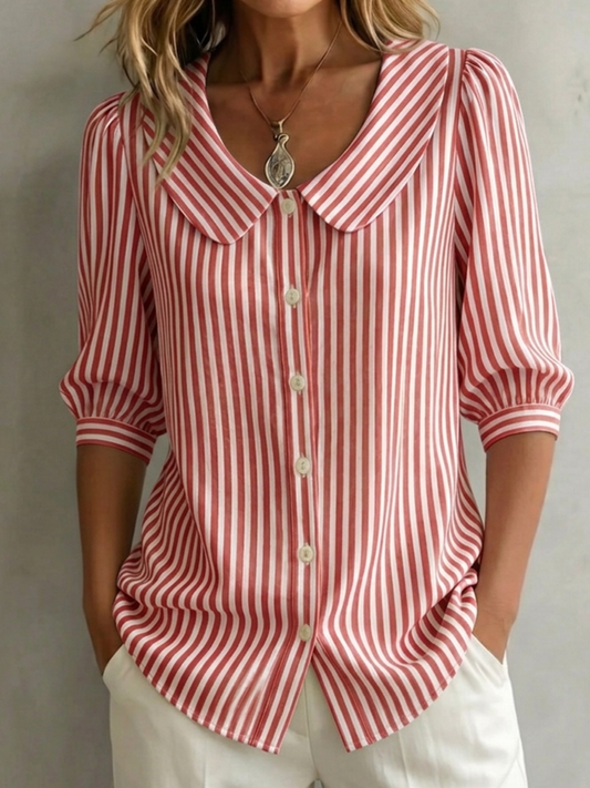 Vintage Baumwollbluse mit Claudine-Kragen