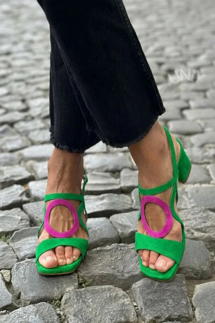 Damen Absatzsandalen In Veloursoptik Elegant