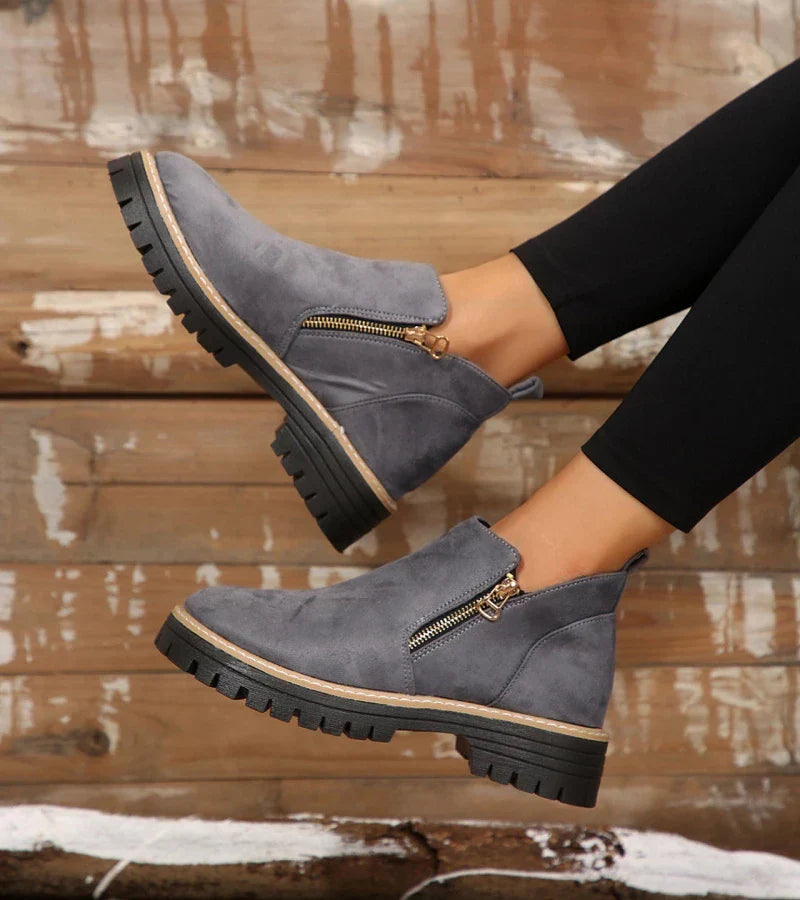 Damen Stiefeletten Mit Plateau Rundem Zehenbereich