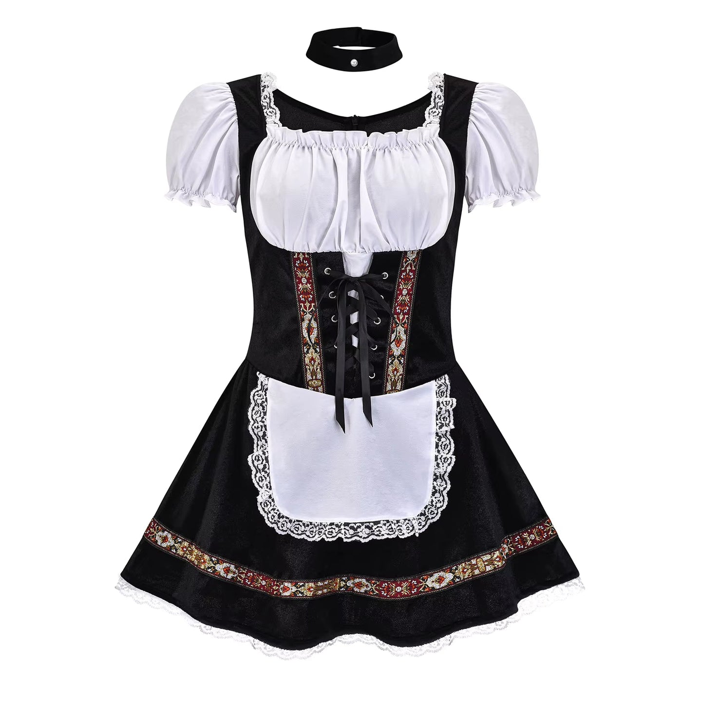 Damen Dirndlkleid Mit Schnürmieder Und Puffärmeln Für Oktoberfest