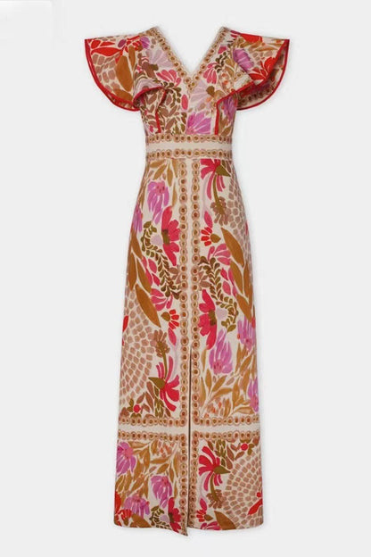 Damen Blumen-Maxikleid in luftiger Passform für Sommer, Urlaub und Feste