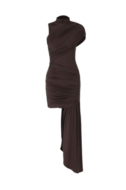 Asymmetrisches Drapiertes Ein-Schulter-Kurzkleid