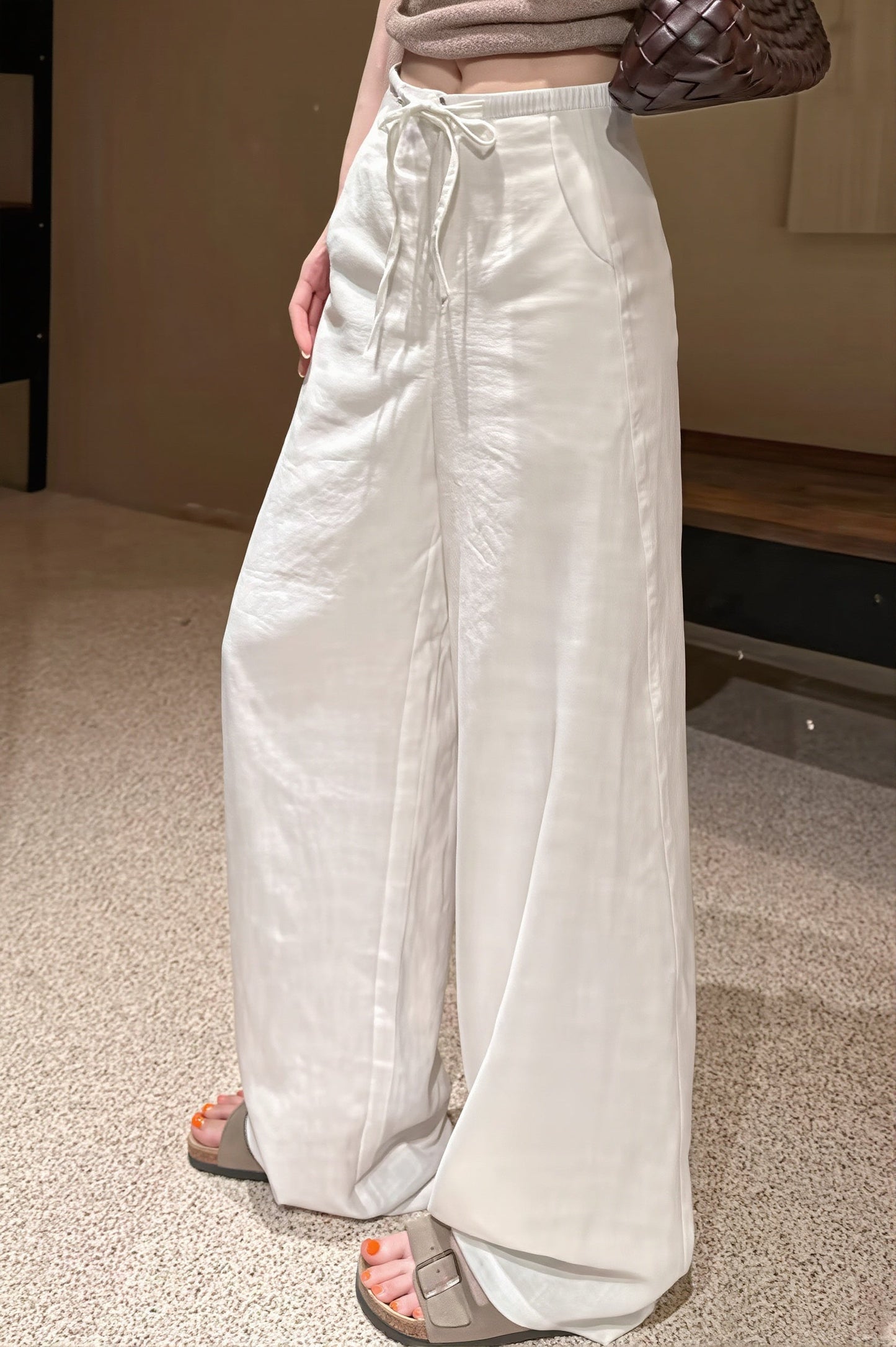 Damen High Waist Straight Leg Hose Locker Schnitt