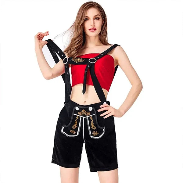 Samtbestickter Cosplay-Latzhose mit kariertem Hemd