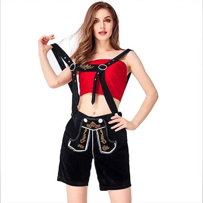 Samtbestickter Cosplay-Latzhose mit kariertem Hemd