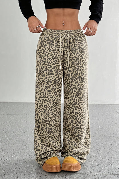 Locker geschnittene Hose mit Leopardenmuster für Damen, Detailansicht
