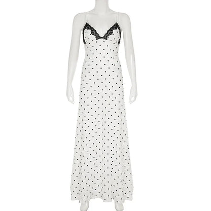 Ärmelloses langes Kleid mit Polka-Dots