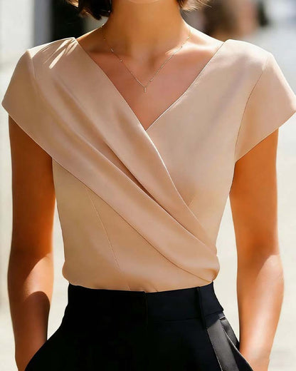 Damen T Shirt Mit V Ausschnitt Und Kurzen Ärmeln