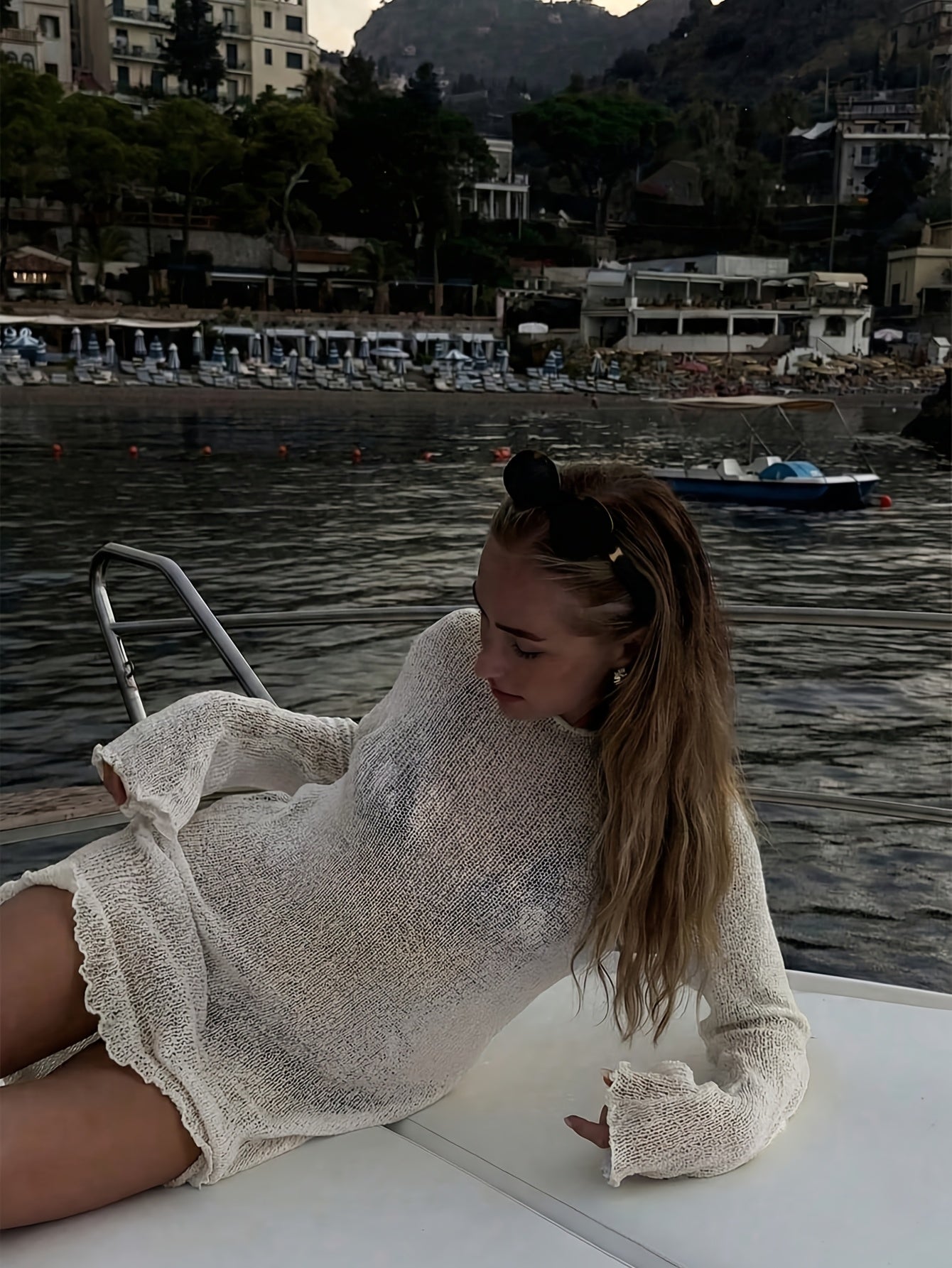 Damen Strandkleid aus Strukturstrick mit sommerlichem Strandlook