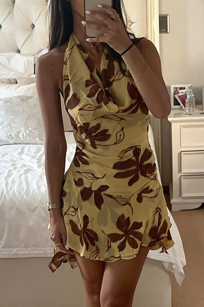 Damen-Minikleid mit Blumenprint in seitlicher Ansicht