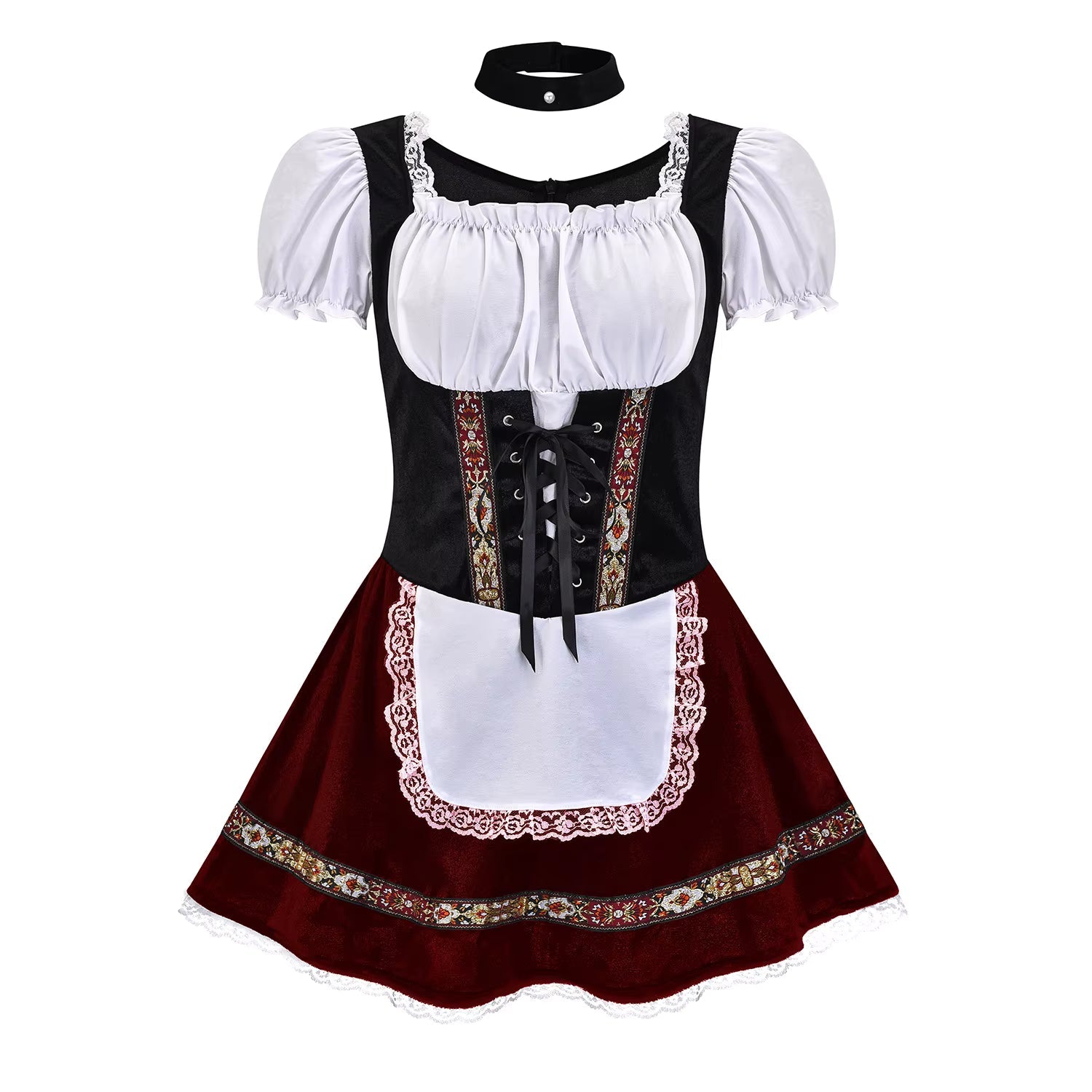 Komplettansicht des Damen-Dirndls mit Mieder und Puffärmeln