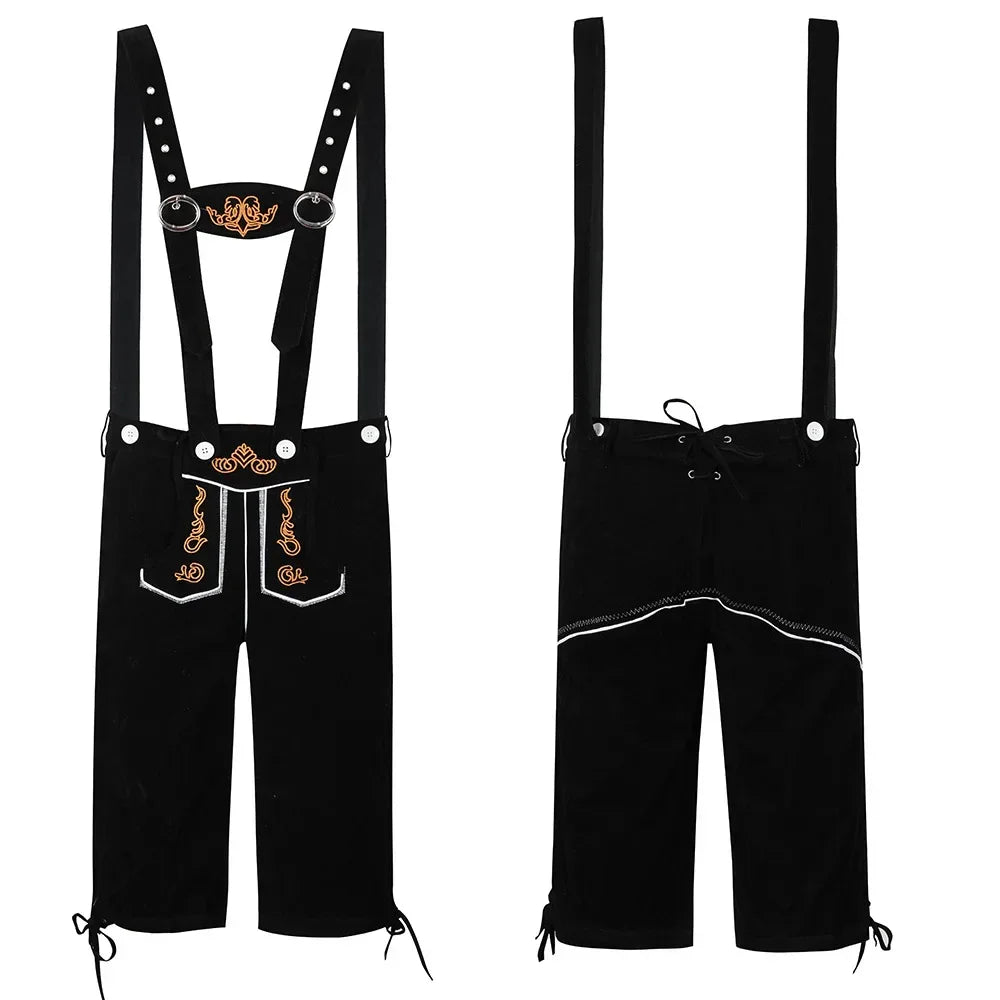 Schwarzes Lederhosen-Kostüm für Oktoberfest und Volksfeste