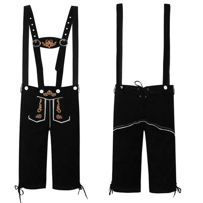 Schwarzes Lederhosen-Kostüm für Oktoberfest und Volksfeste