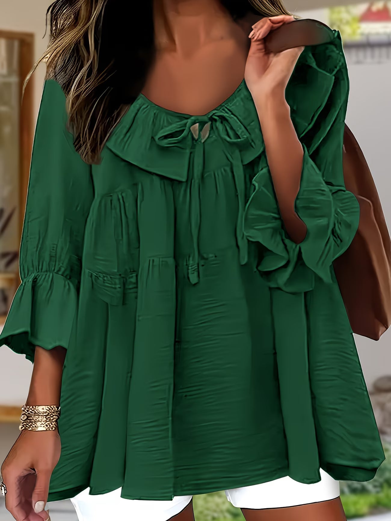 Elegante Bluse mit Rüschenkragen für Damen