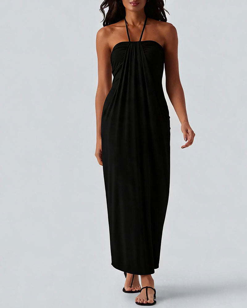 Damen-Maxikleid mit fließendem langen Rock in ganzer Länge