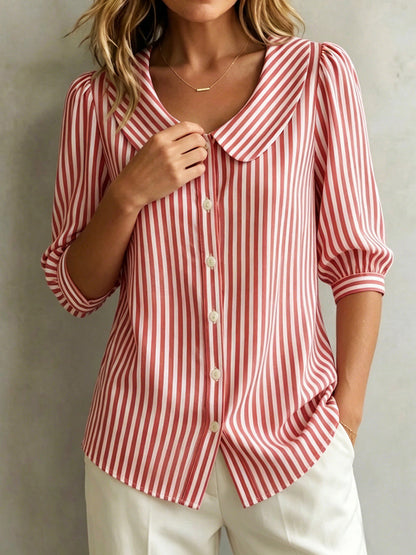 Vintage Baumwollbluse mit Claudine-Kragen