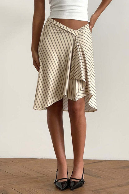Damen Karierter Asymmetrischer Midirock