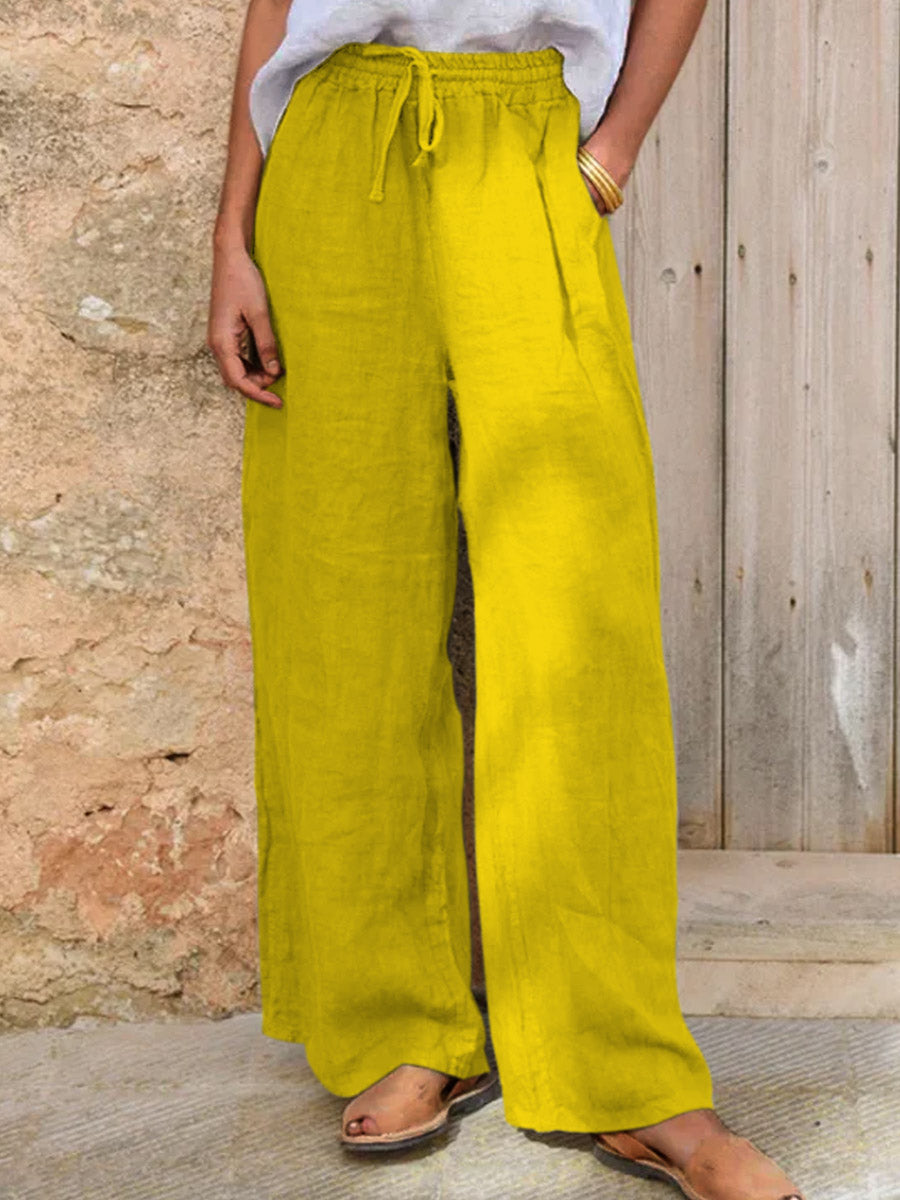 Damen Casual Baumwolle Leinen Hose