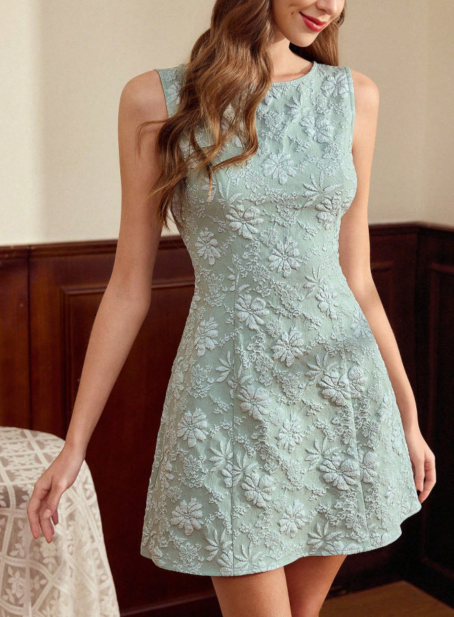 Floral gemustertes Jacquard-Midikleid für Damen in eleganter Ausführung