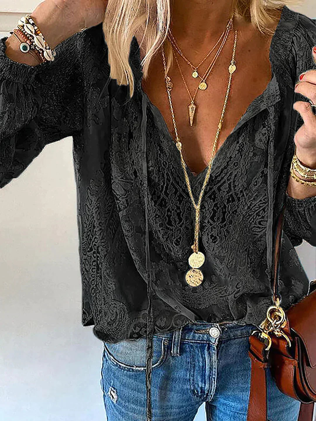 Damen Leichte Lockere Bluse