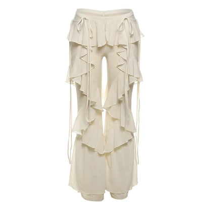 Damen Baumwollnetz Rüschenschal Wickelhose
