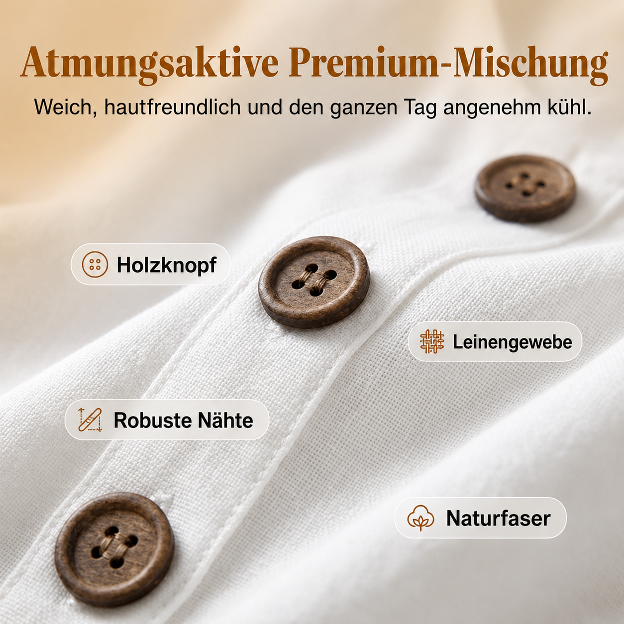Ärmelloses Kleid aus Leinengemisch mit Knopfleiste