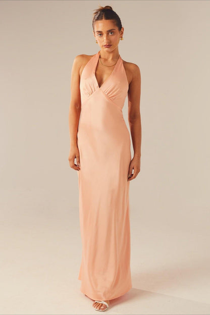 Damen Maxikleid mit V-Ausschnitt für Abend, Feier oder Urlaub