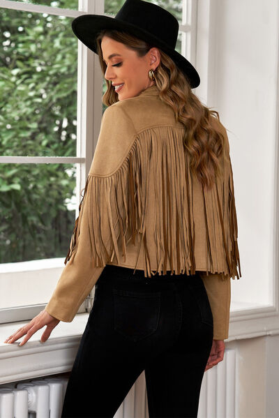 Cropped Blazer für Damen mit auffälligem Fransensaum