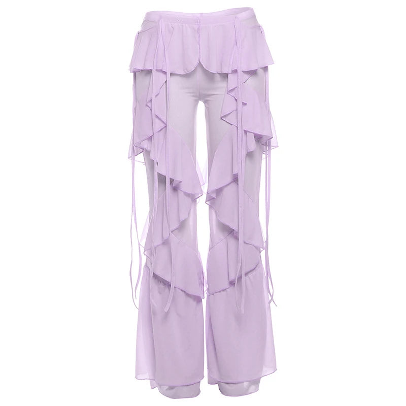 Damen Baumwollnetz Rüschenschal Wickelhose