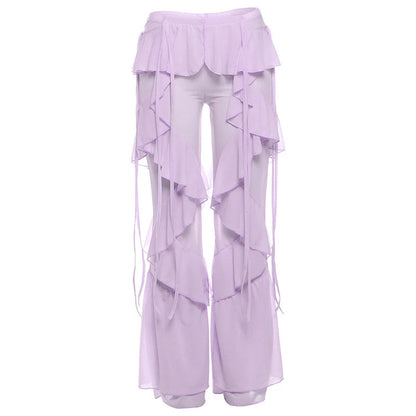 Damen Baumwollnetz Rüschenschal Wickelhose