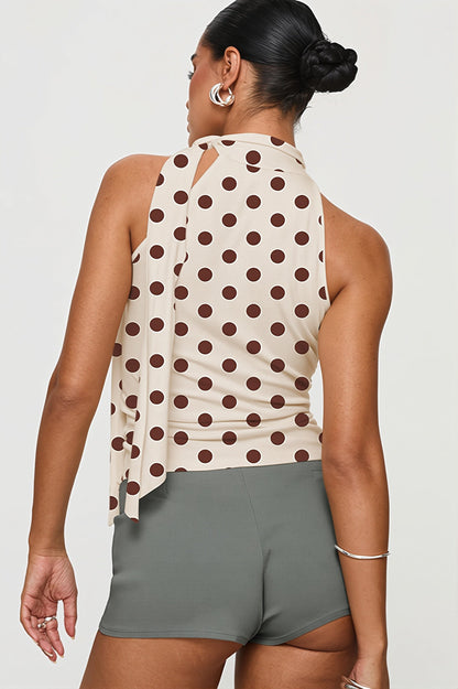 Ärmelloses Damen-Tanktop mit Tupfenmuster in kompletter Ansicht