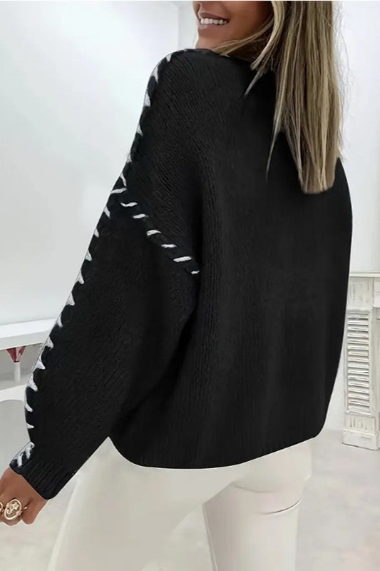 Eleganter Damenpullover mit Kontrastspitze für stilvolle Alltagslooks
