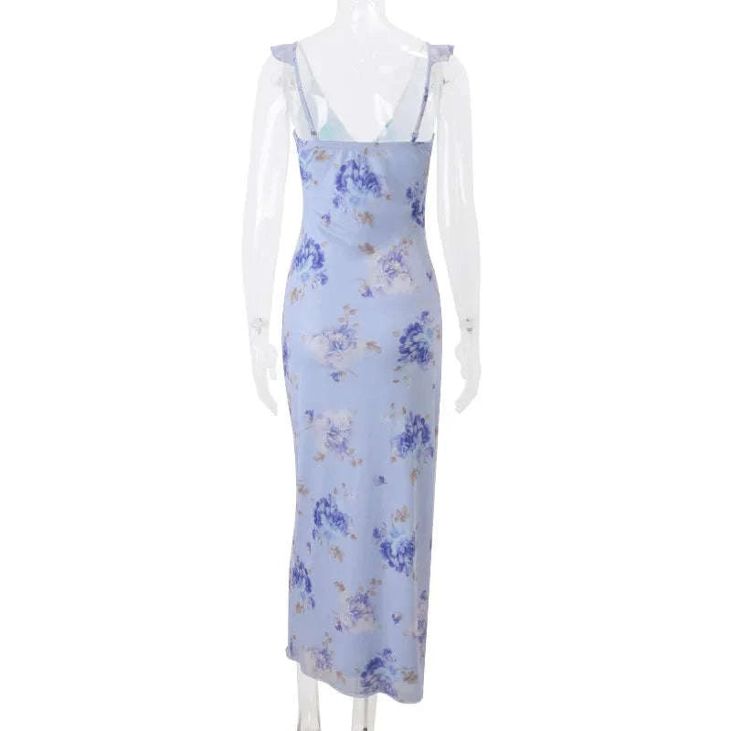 Florales Maxikleid mit tiefem Rückenausschnitt für den Sommer